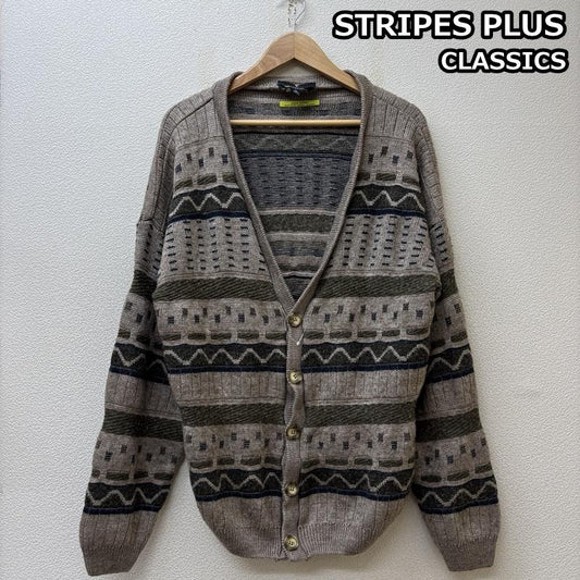 古着 USED カーディガン 長袖 STRIPES PLUS CLASSICS ニュージーランド製 ビンテージ ニット カーディガン 総柄 XL メンズ USED 古着 中古 50151871