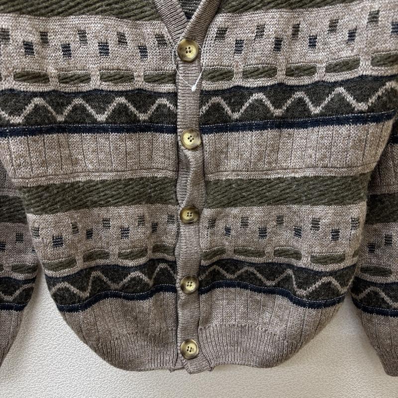 古着 USED カーディガン 長袖 STRIPES PLUS CLASSICS ニュージーランド製 ビンテージ ニット カーディガン 総柄 XL メンズ USED 古着 中古 50151871
