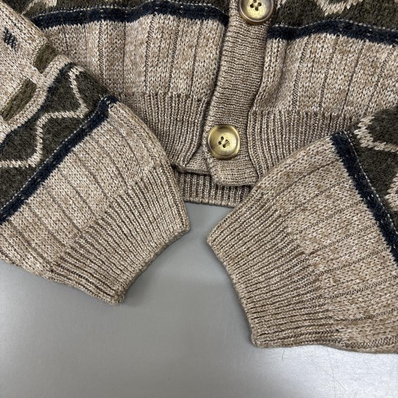 古着 USED カーディガン 長袖 STRIPES PLUS CLASSICS ニュージーランド製 ビンテージ ニット カーディガン 総柄 XL メンズ USED 古着 中古 50151871