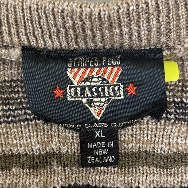 古着 USED カーディガン 長袖 STRIPES PLUS CLASSICS ニュージーランド製 ビンテージ ニット カーディガン 総柄 XL メンズ USED 古着 中古 50151871