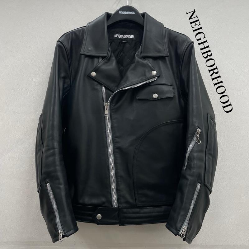 ネイバーフッド NEIGHBORHOOD ジャケット、上着 レザージャケット 22 カウレザー ダブル ライダース ジャケット 222SZNH-JKM05 牛革 ジップアップ M 無地 黒 / ブラック / black X 銀 / シルバー / silver color メンズ USED 古着 中古 50151902