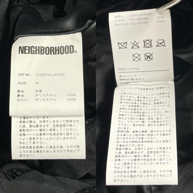 ネイバーフッド NEIGHBORHOOD ジャケット、上着 レザージャケット 22 カウレザー ダブル ライダース ジャケット 222SZNH-JKM05 牛革 ジップアップ M 無地 黒 / ブラック / black X 銀 / シルバー / silver color メンズ USED 古着 中古 50151902