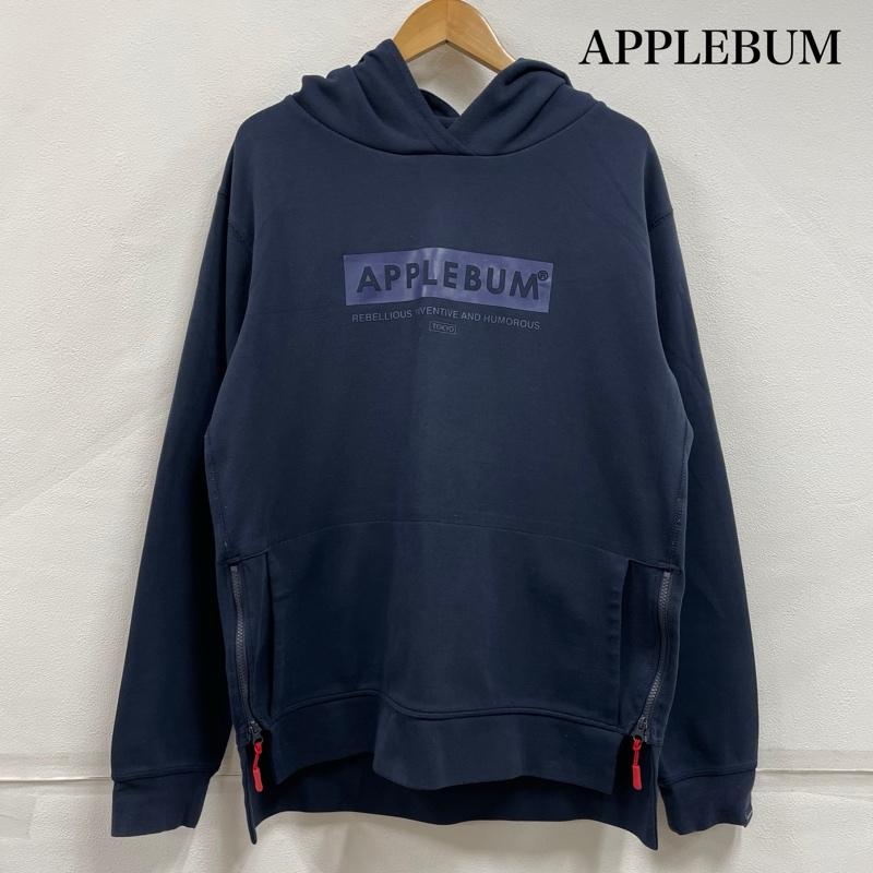 アップルバム APPLEBUM トップス トップス スウェット パーカー フーディー ロゴ プリント プルオーバー サイドジップ L ロゴ、文字 X プリント 紺 / ネイビー / navy X ベージュ / ベージュ / beige メンズ USED 古着 中古 50151906