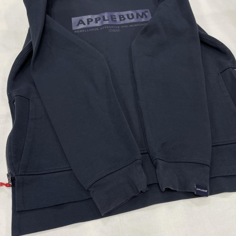 アップルバム APPLEBUM トップス トップス スウェット パーカー フーディー ロゴ プリント プルオーバー サイドジップ L ロゴ、文字 X プリント 紺 / ネイビー / navy X ベージュ / ベージュ / beige メンズ USED 古着 中古 50151906