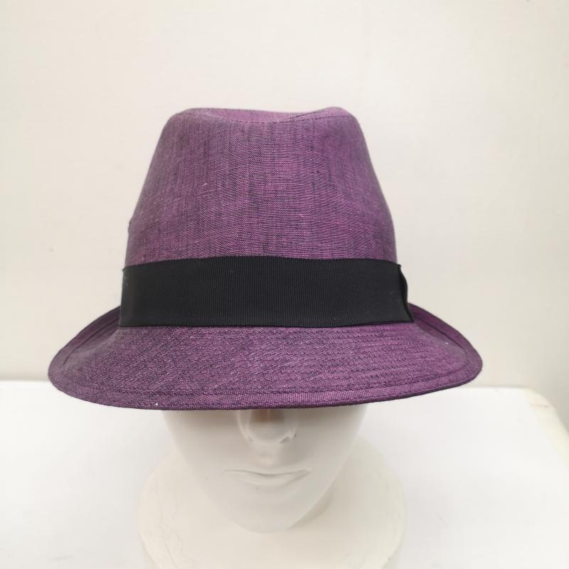 ボルサリーノ Borsalino 帽子 ハット カラー 中折れ リネン ハット - 紫 / パープル / purple メンズ USED 古着 中古 50151932