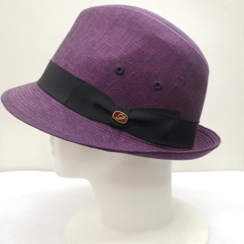 ボルサリーノ Borsalino 帽子 ハット カラー 中折れ リネン ハット - 紫 / パープル / purple メンズ USED 古着 中古 50151932
