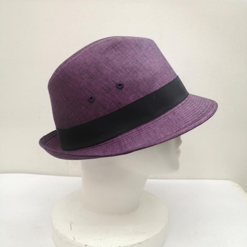 ボルサリーノ Borsalino 帽子 ハット カラー 中折れ リネン ハット - 紫 / パープル / purple メンズ USED 古着 中古 50151932