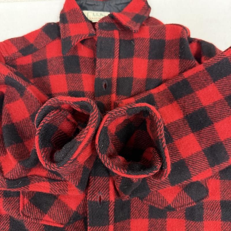 エルエルビーン L.L.Bean トップス トップス 80s 90s 1632 USA製 ブロック バッファロー チェック ウール シャツ ジャケット M 黒 / ブラック / black X 赤 / レッド / red メンズ USED 古着 中古 50151955