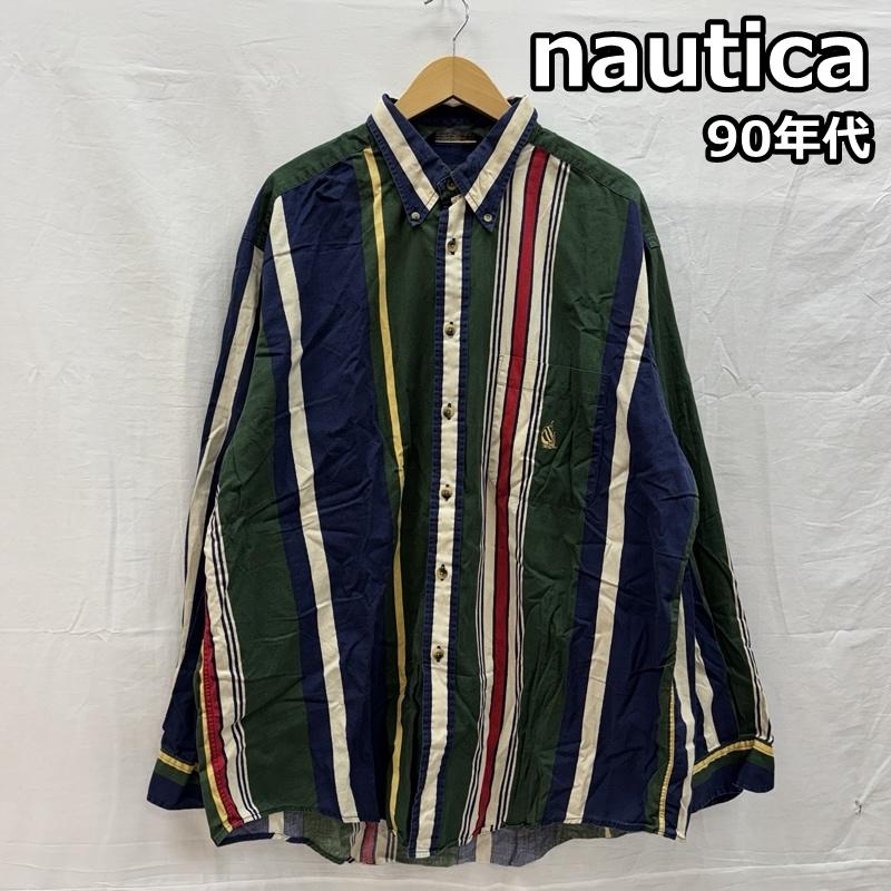 ノーティカ NAUTICA トップス トップス 90年代 ビンテージ ビッグサイズ ランダムストライプ ボタンダウン シャツ 90s VINTAGE XL ストライプ メンズ USED 古着 中古 50152006