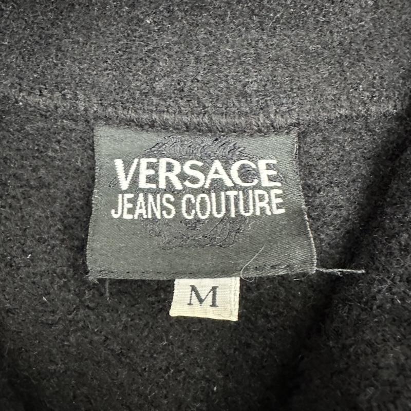 ヴェルサーチジーンズクチュール VERSACE JEANS COUTURE トップス トップス ロゴ 刺繍 ハーフ ジップ ニット M 黒 / ブラック / black メンズ USED 古着 中古 50152014