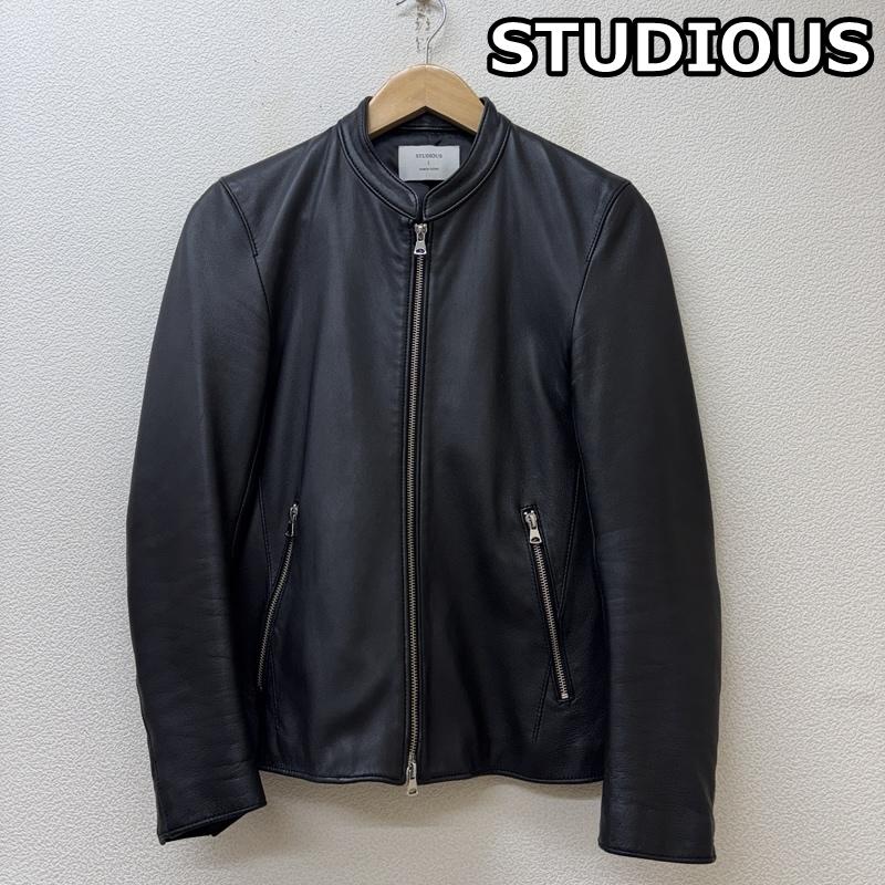 ステュディオス STUDIOUS ジャケット、上着 ジャンパー、ブルゾン 羊革 ラムレザー シングル ライダース ジャケット 107352001 1 黒 / ブラック / black メンズ USED 古着 中古 50152026