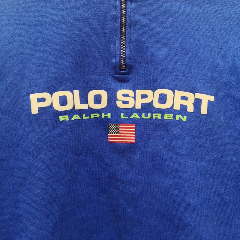 ポロスポーツラルフローレン POLOSPORT トップス トップス 90s 00s half zip ハーフ ジップ スウェット 星条旗 ロゴ M 青 / ブルー / blue メンズ USED 古着 中古 50152039