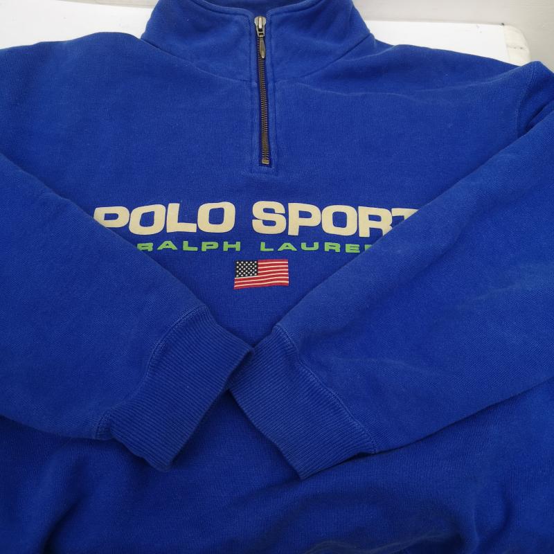 ポロスポーツラルフローレン POLOSPORT トップス トップス 90s 00s half zip ハーフ ジップ スウェット 星条旗 ロゴ M 青 / ブルー / blue メンズ USED 古着 中古 50152039