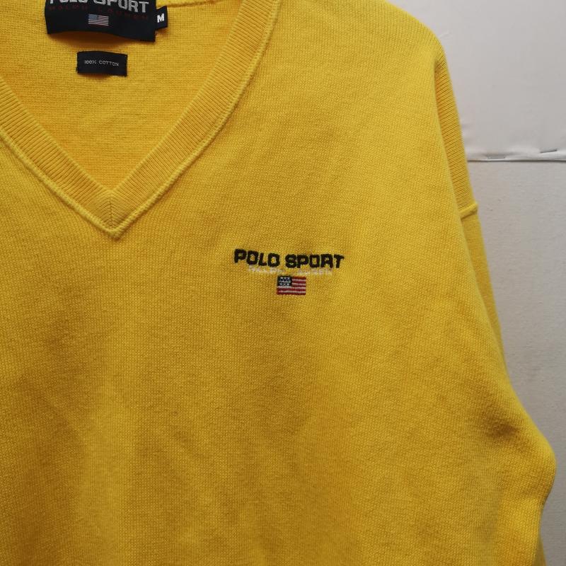 ポロスポーツラルフローレン POLOSPORT トップス トップス 90s 星条旗 ロゴ Vネック コットン ニット セーター M 黄 / イエロー / yellow メンズ USED 古着 中古 50152040