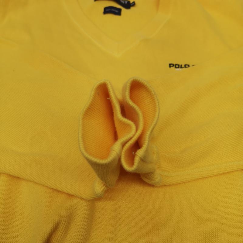 ポロスポーツラルフローレン POLOSPORT トップス トップス 90s 星条旗 ロゴ Vネック コットン ニット セーター M 黄 / イエロー / yellow メンズ USED 古着 中古 50152040