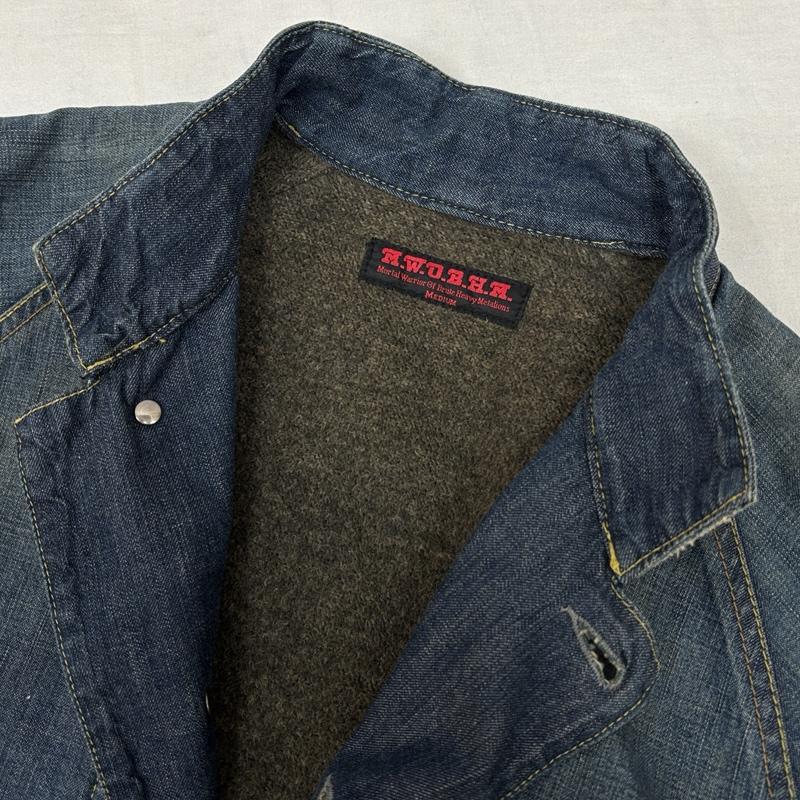 古着 USED ジャケット、上着 ジャンパー、ブルゾン M.W.O.B.H.M. スタンドカラー デニム カバーオール ワーク ジャケット ユーズド加工 M メンズ USED 古着 中古 50152066