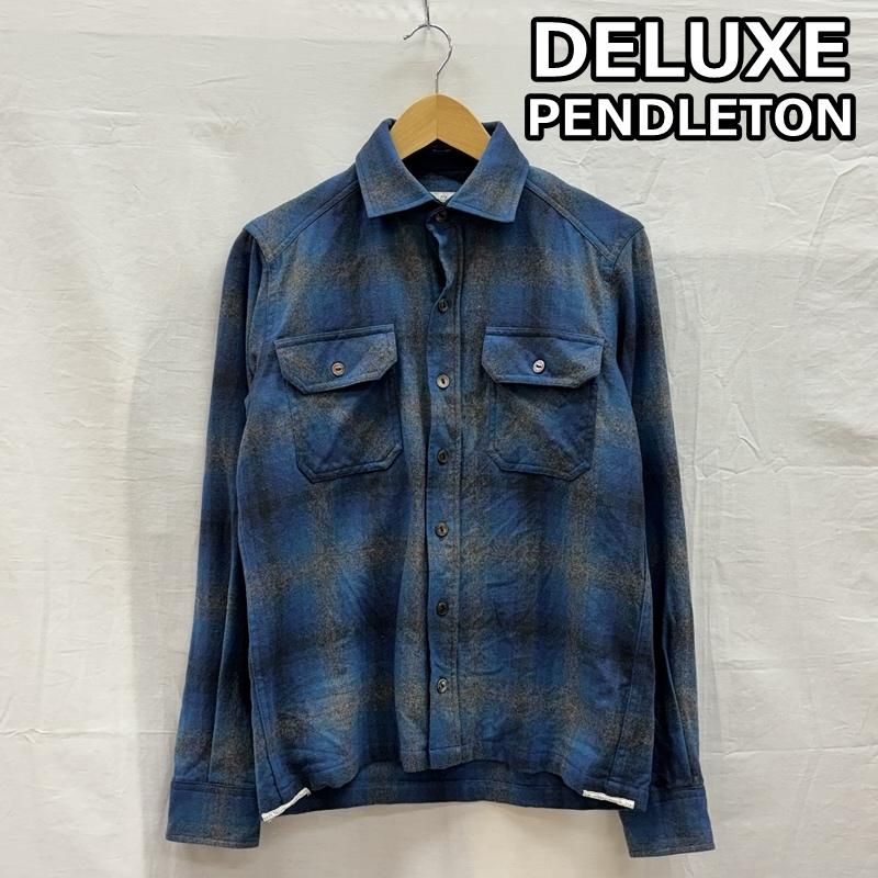 デラックスウエア DELUXEWARE トップス トップス PENDLETON ペンドルトン コラボ オンブレー チェック ウール 長袖 シャツ 猫目ボタン S チェック メンズ USED 古着 中古 50152072