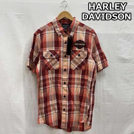 ハーレーダビッドソン Harley-Davidson トップス トップス バーアンドシールドロゴ ワッペン チェック柄 半袖 シャツ M チェック メンズ USED 古着 中古 50152077