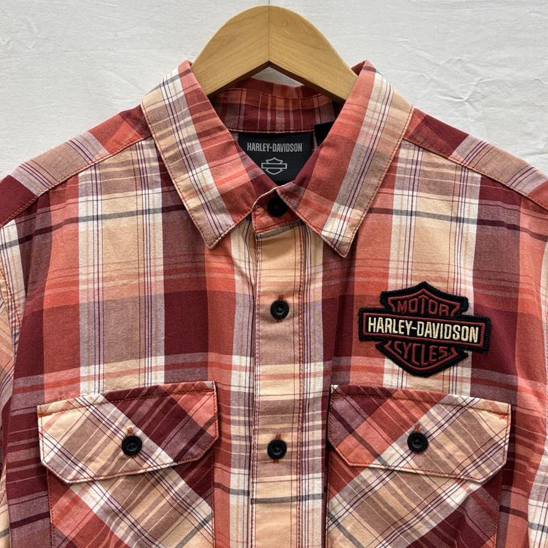 ハーレーダビッドソン Harley-Davidson トップス トップス バーアンドシールドロゴ ワッペン チェック柄 半袖 シャツ M チェック メンズ USED 古着 中古 50152077