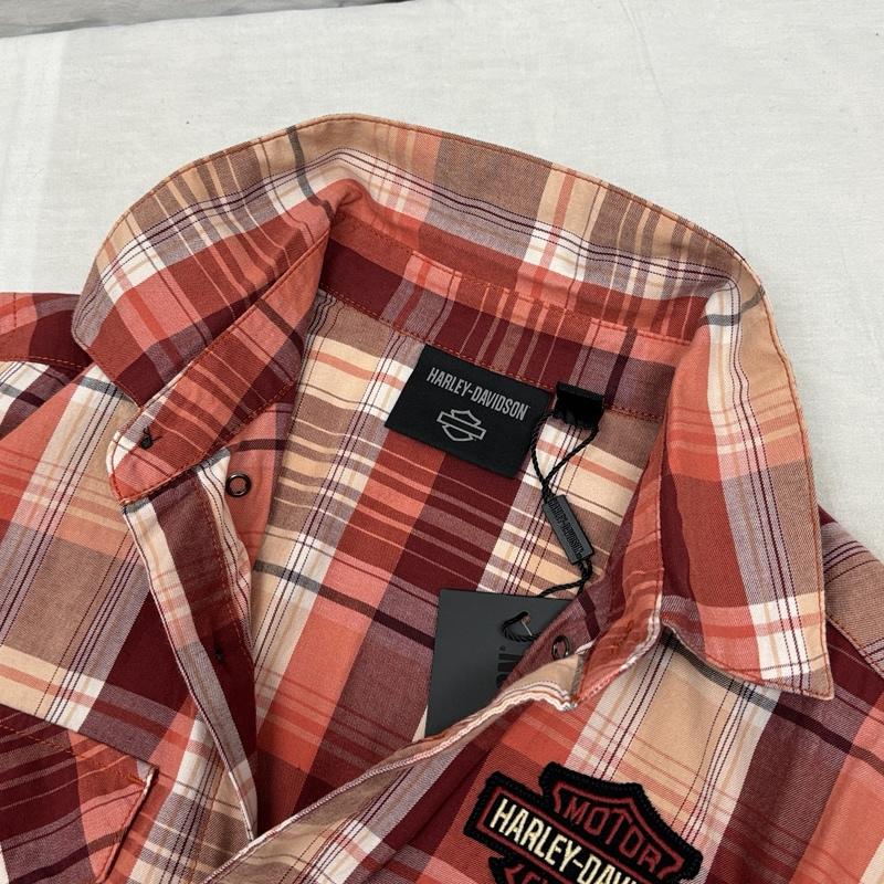 ハーレーダビッドソン Harley-Davidson トップス トップス バーアンドシールドロゴ ワッペン チェック柄 半袖 シャツ M チェック メンズ USED 古着 中古 50152077