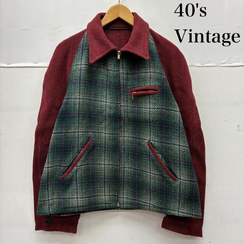 ヴィンテージ VINTAGE ジャケット、上着 ジャンパー、ブルゾン 40s ウール チェック スポーツジャケット 棒型 コの字留めタロン - チェック メンズ USED 古着 中古 50152080