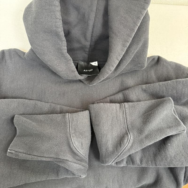 エイトン ATON トップス トップス GARMENT DYED URAKE プルオーバー パーカー スウェット 6 黒 / ブラック / black メンズ USED 古着 中古 50152128