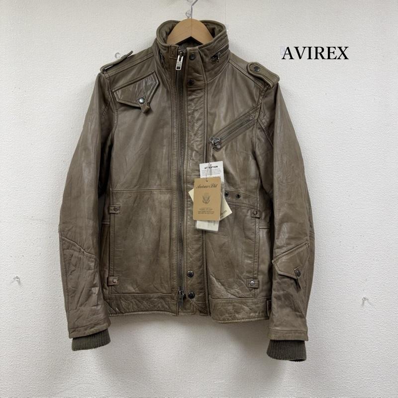 アヴィレックス AVIREX ジャケット、上着 ジャンパー、ブルゾン ミリタリー レザー ライダース ジャケット 牛革 革ジャン 6191025 M 茶 / ブラウン / brown メンズ USED 古着 中古 50152160