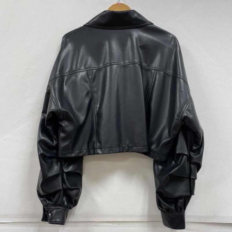 ジェイダ GYDA トップス トップス フェイクレザー スタンドカラー ショート ジャケット ブルゾン アウター FREE 無地 黒 / ブラック / black レディース USED 古着 中古 50152215