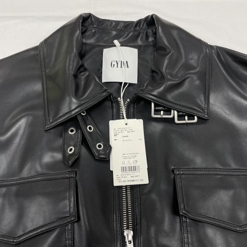 ジェイダ GYDA トップス トップス フェイクレザー スタンドカラー ショート ジャケット ブルゾン アウター FREE 無地 黒 / ブラック / black レディース USED 古着 中古 50152215