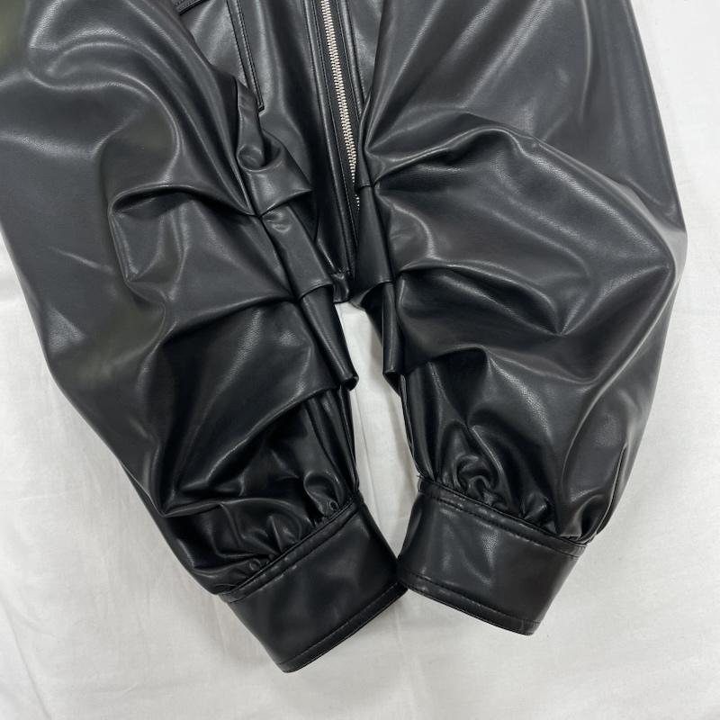 ジェイダ GYDA トップス トップス フェイクレザー スタンドカラー ショート ジャケット ブルゾン アウター FREE 無地 黒 / ブラック / black レディース USED 古着 中古 50152215