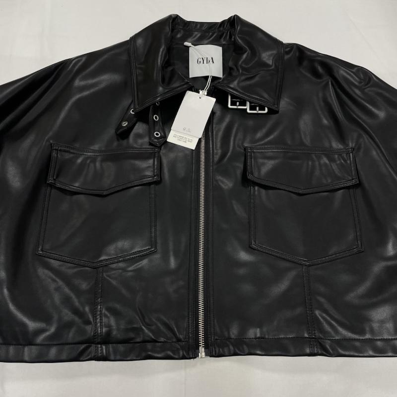 ジェイダ GYDA トップス トップス フェイクレザー スタンドカラー ショート ジャケット ブルゾン アウター FREE 無地 黒 / ブラック / black レディース USED 古着 中古 50152215