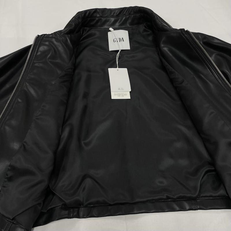 ジェイダ GYDA トップス トップス フェイクレザー スタンドカラー ショート ジャケット ブルゾン アウター FREE 無地 黒 / ブラック / black レディース USED 古着 中古 50152215