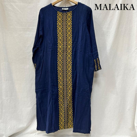 マライカ MALAIKA ワンピース ロングスカート surya オリエンタル刺繍ワンピース ブルー FREE FREE 刺繍 青 / ブルー / blue X マスタード / マスタード / レディース USED 古着 中古 50152229