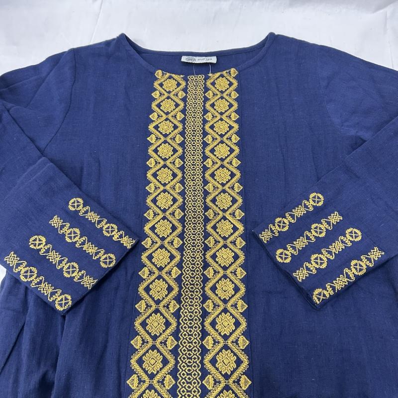 マライカ MALAIKA ワンピース ロングスカート surya オリエンタル刺繍ワンピース ブルー FREE FREE 刺繍 青 / ブルー / blue X マスタード / マスタード / レディース USED 古着 中古 50152229