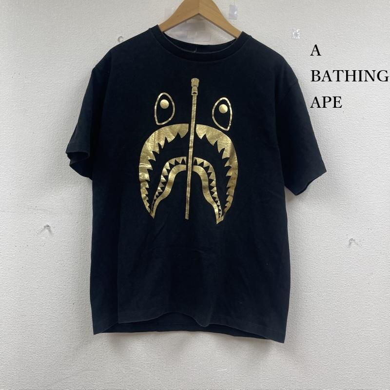 アベイシングエイプ A BATHING APE トップス トップス シャーク Tシャツ ゴールド プリント L 黒 / ブラック / black メンズ USED 古着 中古 50152241