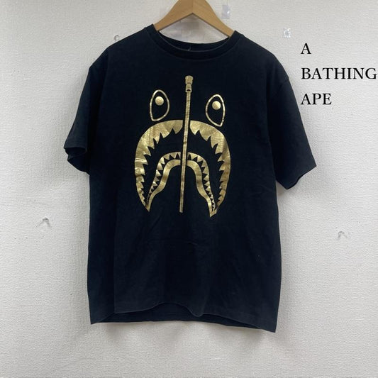 アベイシングエイプ A BATHING APE トップス トップス シャーク Tシャツ ゴールド プリント L 黒 / ブラック / black メンズ USED 古着 中古 50152241