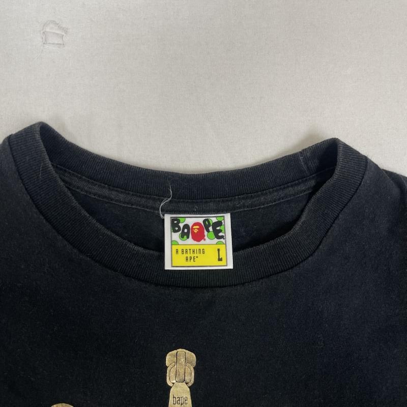 アベイシングエイプ A BATHING APE トップス トップス シャーク Tシャツ ゴールド プリント L 黒 / ブラック / black メンズ USED 古着 中古 50152241