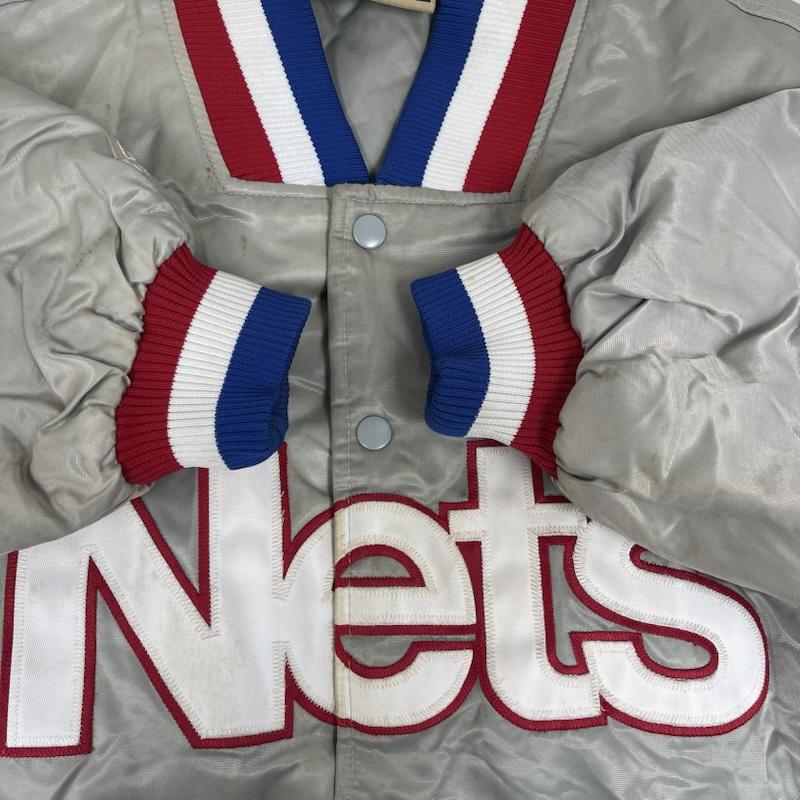 ハードウッドクラシック HARDWOODCLASSICS ジャケット、上着 ジャンパー、ブルゾン NBA Nets フルジップ ナイロン 中綿 スタジャン 銀 / シルバー / silver color メンズ USED 古着 中古 50152243