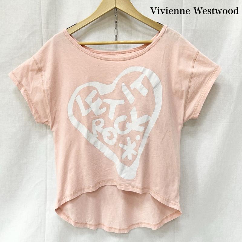ヴィヴィアンウエストウッド Vivienne Westwood Tシャツ 半袖 Anglomania アングロマニア カットソー イタリア製 コットン XSサイズ XS ロゴ、文字 桃 / ピンク / pink X 白 / ホワイト / white レディース USED 古着 中古 50152252