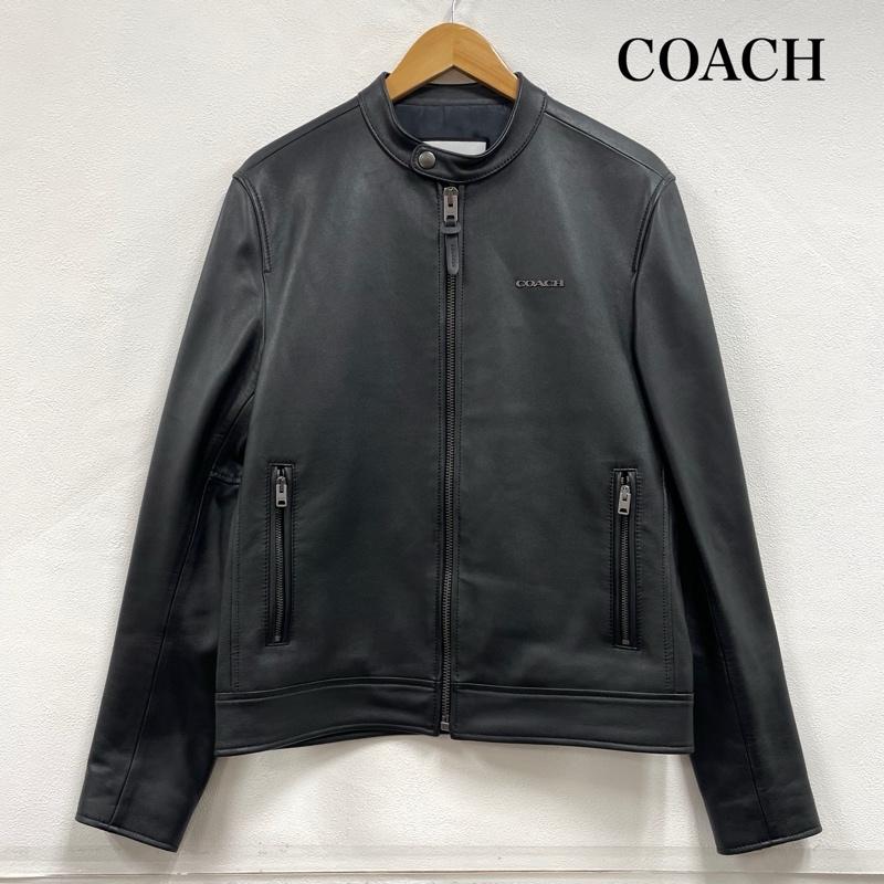 コーチ COACH ジャケット、上着 ジャンパー、ブルゾン レザー レーサー ジャケット ライダース 革ジャン シングル ワンポイント ロゴ ラム 羊革 S 無地 X ワンポイント X ロゴ、文字 黒 / ブラック / black メンズ USED 古着 中古 50152268
