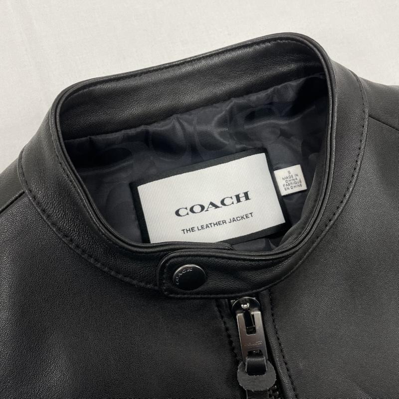コーチ COACH ジャケット、上着 ジャンパー、ブルゾン レザー レーサー ジャケット ライダース 革ジャン シングル ワンポイント ロゴ ラム 羊革 S 無地 X ワンポイント X ロゴ、文字 黒 / ブラック / black メンズ USED 古着 中古 50152268