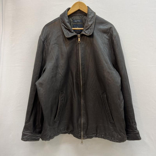 ノーティカ NAUTICA ジャケット、上着 ジャンパー、ブルゾン 00s レザー スポーツ ジャケット ライダース XL 茶 / ブラウン / brown メンズ USED 古着 中古 50152269