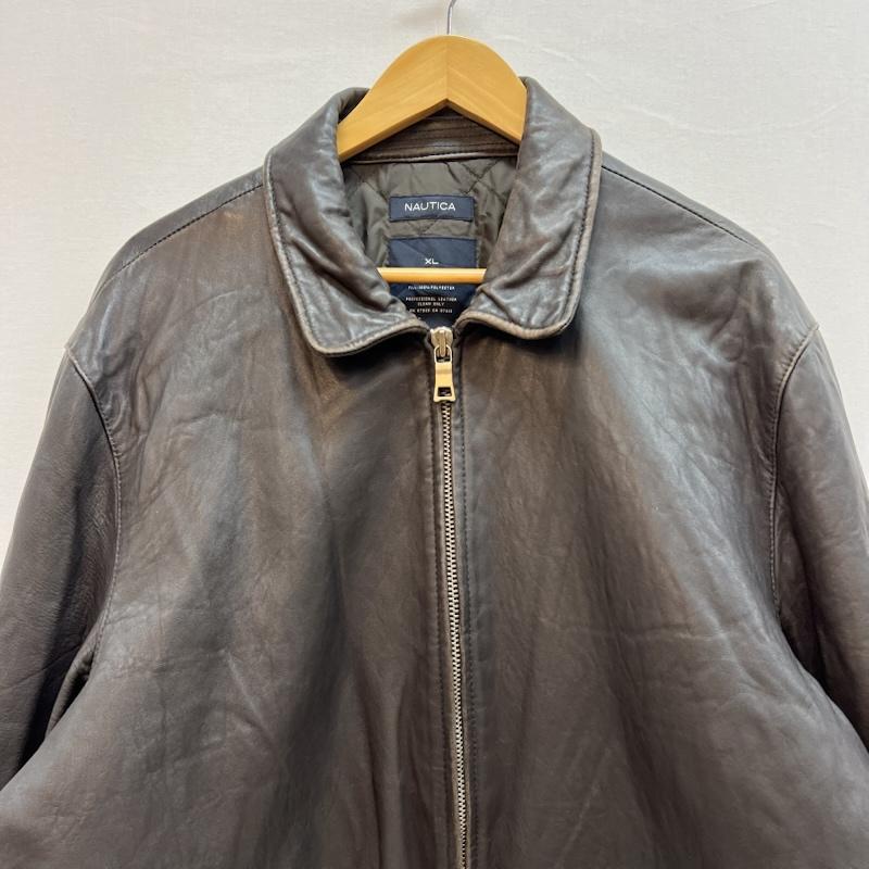 ノーティカ NAUTICA ジャケット、上着 ジャンパー、ブルゾン 00s レザー スポーツ ジャケット ライダース XL 茶 / ブラウン / brown メンズ USED 古着 中古 50152269