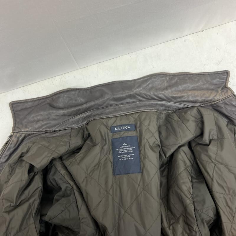 ノーティカ NAUTICA ジャケット、上着 ジャンパー、ブルゾン 00s レザー スポーツ ジャケット ライダース XL 茶 / ブラウン / brown メンズ USED 古着 中古 50152269