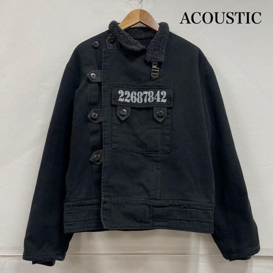 アコースティック ACOUSTIC トップス トップス 軍物 ジャケット モーターサイクル ヴィンテージ ミリタリー ボア L ワンポイント X ロゴ、文字 X プリント 黒 / ブラック / black メンズ USED 古着 中古 50152272