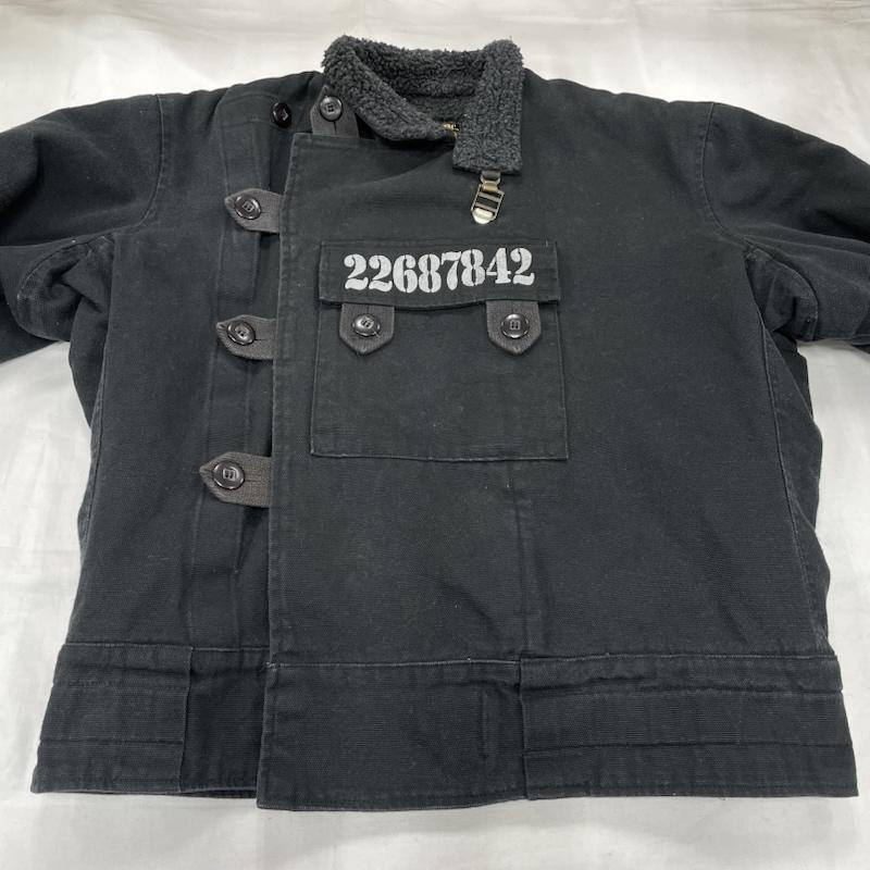 アコースティック ACOUSTIC トップス トップス 軍物 ジャケット モーターサイクル ヴィンテージ ミリタリー ボア L ワンポイント X ロゴ、文字 X プリント 黒 / ブラック / black メンズ USED 古着 中古 50152272