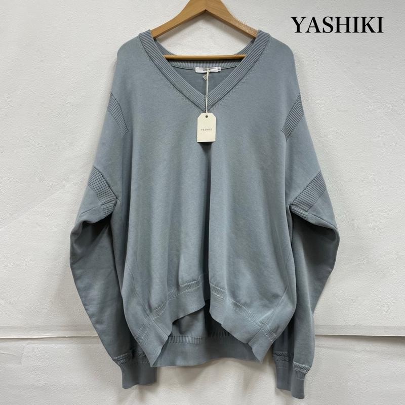 ヤシキ YASHIKI トップス トップス attic 別注 ニット Vネック 日本製 ICE BLUE 2 無地 水色 / ライトブルー / メンズ USED 古着 中古 50152308