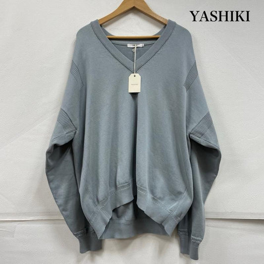ヤシキ YASHIKI トップス トップス attic 別注 ニット Vネック 日本製 ICE BLUE 2 無地 水色 / ライトブルー / メンズ USED 古着 中古 50152308