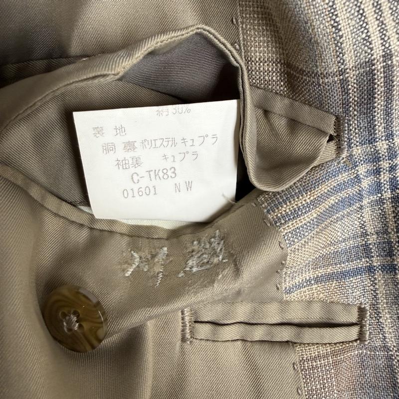 バーバリーズ BURBERRYS ジャケット、上着 ジャンパー、ブルゾン 90s vintage テーラード ジャケット CTK83 チェック 柄 名前入り ベージュ / ベージュ / beige X 茶 / ブラウン / brown X 青 / ブルー / blue メンズ USED 古着 中古 50152309