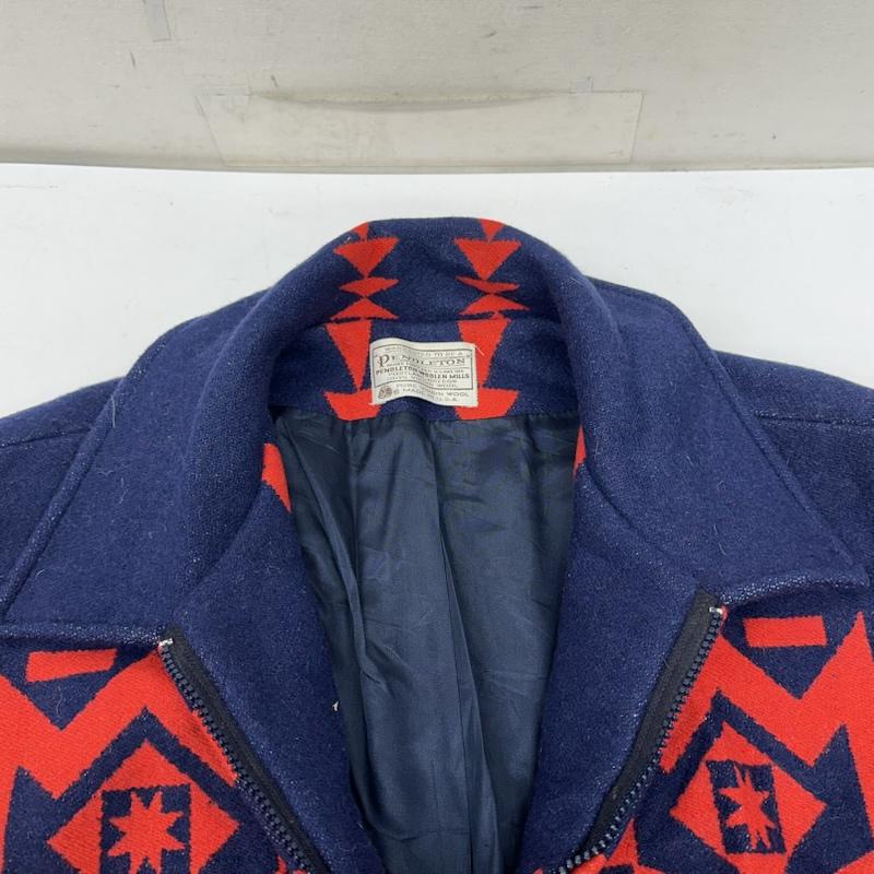 ペンドルトン PENDLETON ジャケット、上着 ジャンパー、ブルゾン 80s ネイティブ 総柄 ウール ジャケット K424-727 USA製 L 青 / ブルー / blue X 赤 / レッド / red メンズ USED 古着 中古 50152336